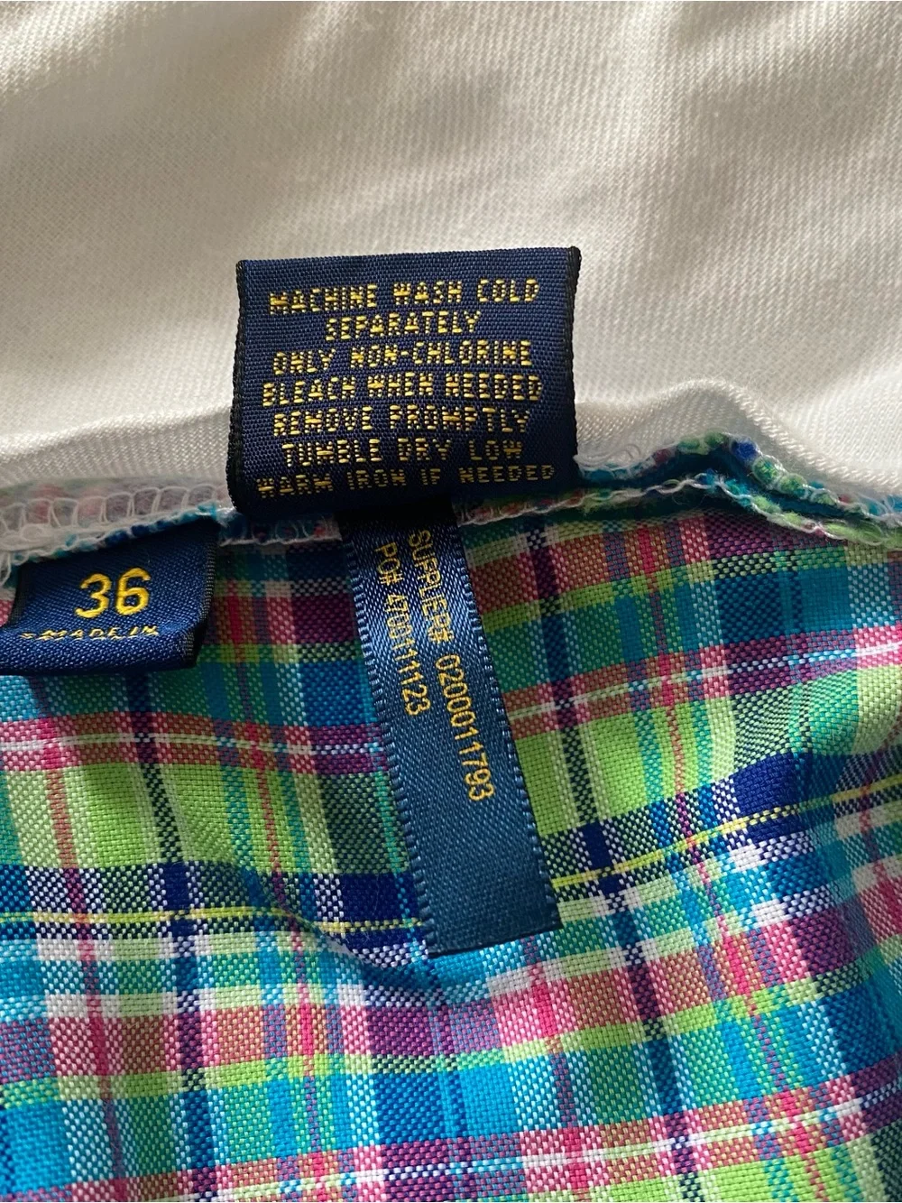 Polo Golf Ralph Lauren Mens Size 36 Blue Green Pink Madras Plaid Shorts